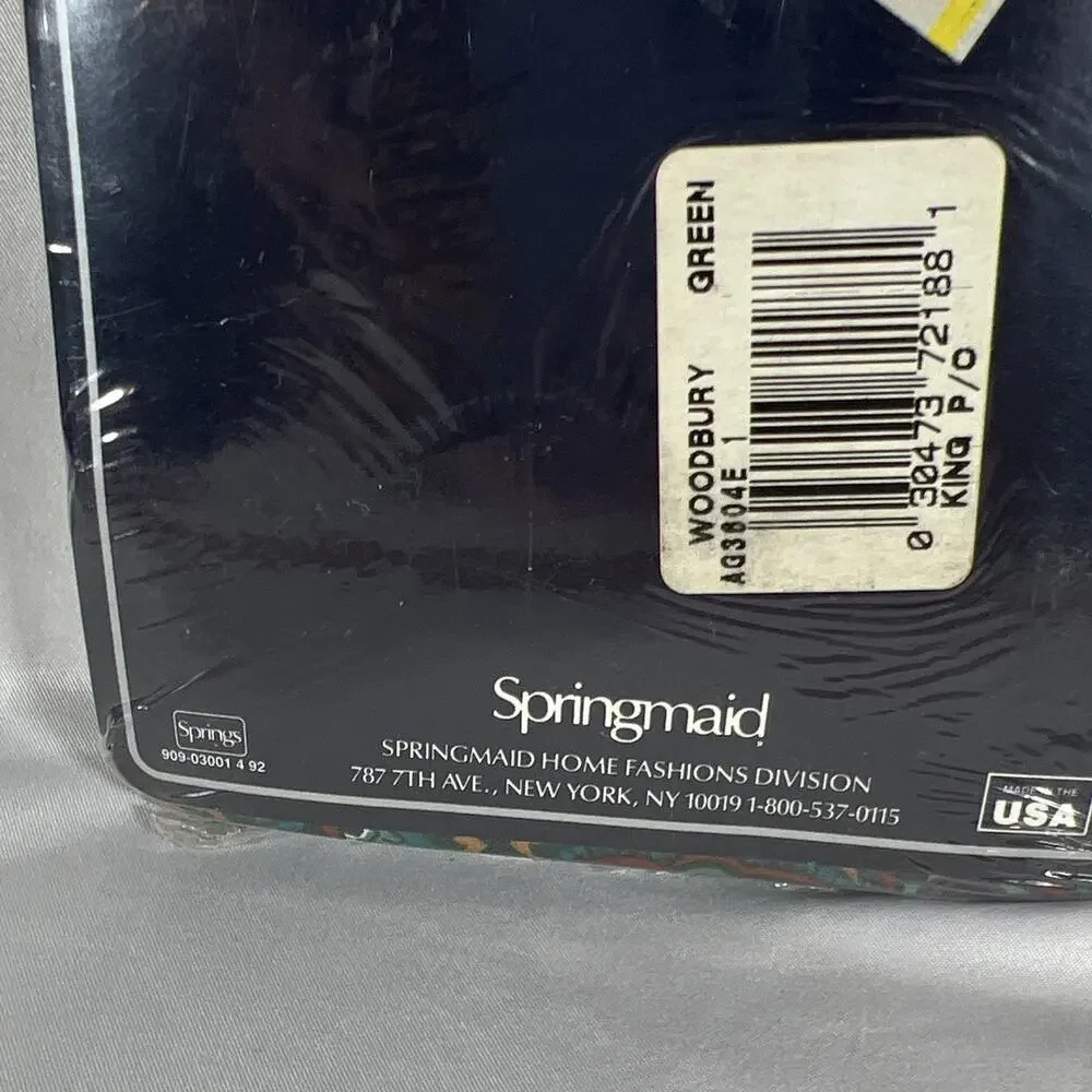 Vintage Springmaid 180 Percale No-Iron King Pillowcase Paisley Green Brown USA